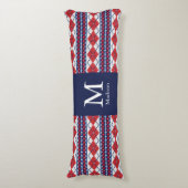 Coussins Longs Fair Isle Jacquard rouge et bleu Monogramme (Devant (Vertical))