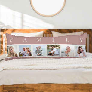 Coussins Longs FAMILLE Photo Collage 6 Photo Oreiller rose corps
