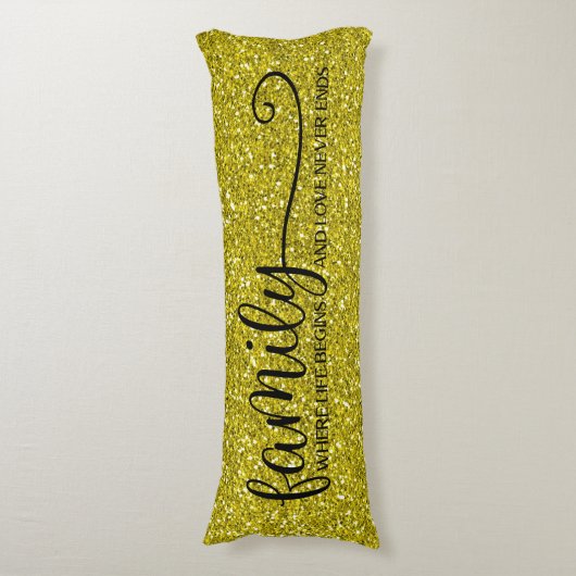 Coussins Longs Family Love Never End Citer Gold Parties scintilla (Devant (Vertical))