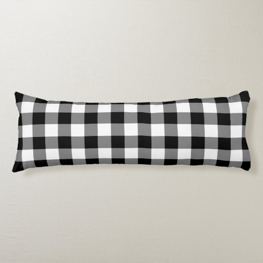 Coussins Longs Farmhouse Black White Rustic Gingham Check Plaid (Devant)