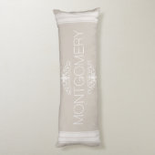 Coussins Longs Farmhouse Classic Taupe & White Stripes Nom de fam (Dos (Vertical))