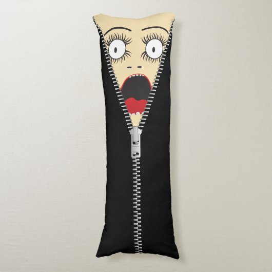 Coussins Longs Fausse fermeture éclair imprimée avec humour (devant Vertical)