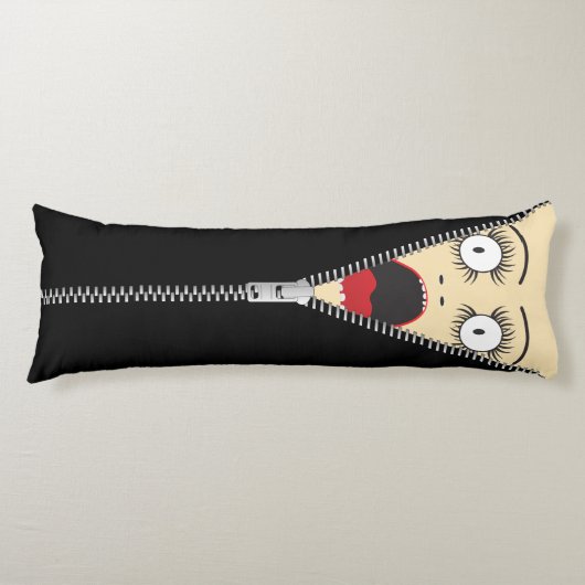 Coussins Longs Fausse fermeture éclair imprimée avec humour (Devant)