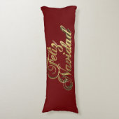 Coussins Longs Feliz Navidad Espagne Noël Bourgogne et or (Devant (Vertical))