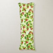 Coussins Longs Festive Motif de fruits de canneberge, vert (Devant (Vertical))