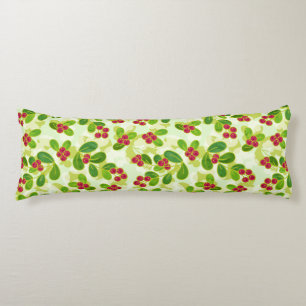 Coussins Longs Festive Motif de fruits de canneberge, vert