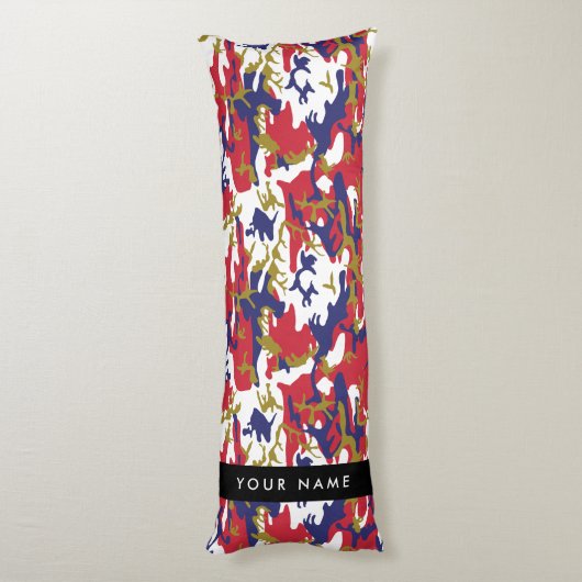 Coussins Longs Fête de l'Indépendance Camouflage Votre nom Person (Dos (Vertical))