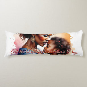 Coussins Longs Fête des mères Art d'amour aquarelle africaine