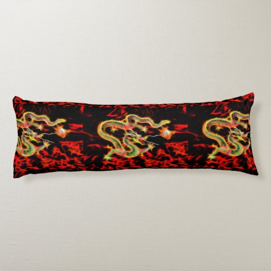 Coussins Longs Feu de dragon d'or sur Lucky Energy (Dos)