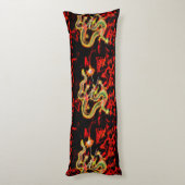 Coussins Longs Feu de dragon d'or sur Lucky Energy (Dos (Vertical))