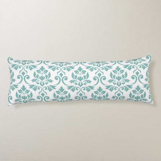 Coussins Longs Feuille Damask Motif Turquoise (Dos)