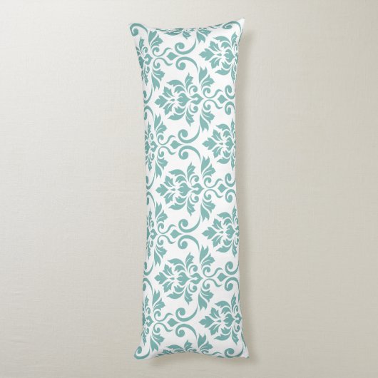 Coussins Longs Feuille Damask Motif Turquoise (Dos (Vertical))