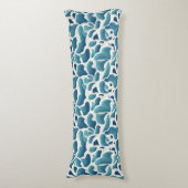 Coussins Longs Feuilles Abstraits blancs et bleus | Motif côtier (Devant (Vertical))