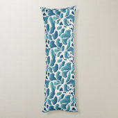 Coussins Longs Feuilles Abstraits blancs et bleus | Motif côtier (Dos (Vertical))