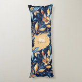 Coussins Longs Feuilles Abstraits de marguerite bleu et or (2) (Dos (Vertical))