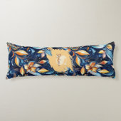 Coussins Longs Feuilles Abstraits de marguerite bleu et or (2) (Devant)