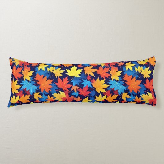 Coussins Longs Feuilles Colorées D'Automne Sur Arrière - plan Ble (Devant)