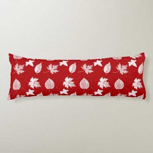 Coussins Longs Feuilles d'automne - blanc et rouge foncé (Devant)