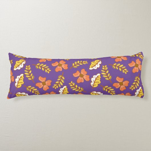Coussins Longs Feuilles d'automne en chute chaude avec fleurs (Devant)