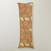 Coussins Longs Feuilles d'automne en chute chaude avec fleurs (Devant (Vertical))