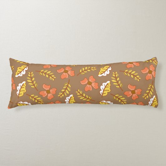 Coussins Longs Feuilles d'automne en chute chaude avec fleurs (Devant)