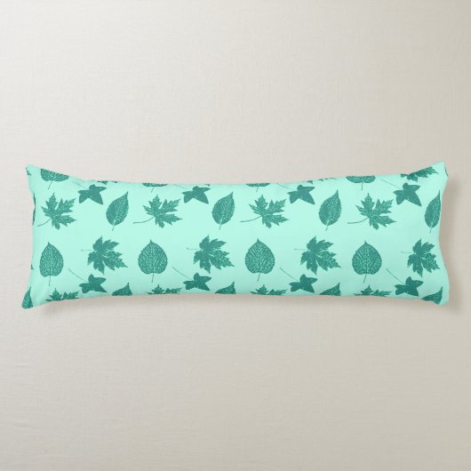 Coussins Longs Feuilles d'automne - turquoise et aqua (Devant)