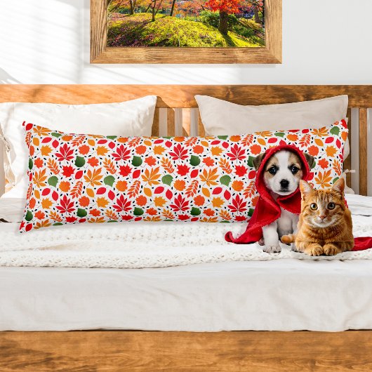 Coussins Longs Feuilles d'automne vibrantes Motif multicolores