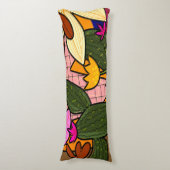 Coussins Longs Feuilles et fleurs tropicales abstraites (Devant (Vertical))