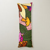 Coussins Longs Feuilles et fleurs tropicales abstraites (Dos (Vertical))