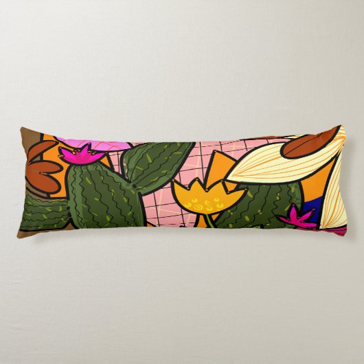 Coussins Longs Feuilles et fleurs tropicales abstraites (Devant)
