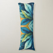 Coussins Longs Feuilles Vertes Bleues Soleil et Étoiles (Devant (Vertical))
