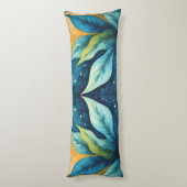 Coussins Longs Feuilles Vertes Bleues Soleil et Étoiles (Dos (Vertical))