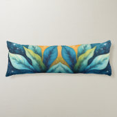 Coussins Longs Feuilles Vertes Bleues Soleil et Étoiles (Devant)