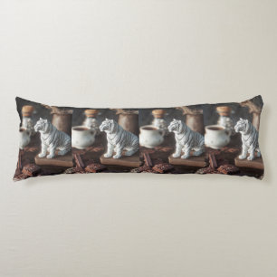 Coussins Longs Figurine de Tigre Blanc – Chocolat Rustique & Café