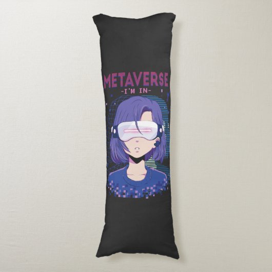 Coussins Longs Fille anime casque de réalité virtuelle Oreiller d (Devant (Vertical))