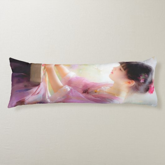 Coussins Longs Fille dans le jardin des fleurs (Devant)