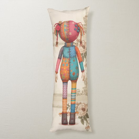 Coussins Longs Fille de tissu patchwork (Dos (Vertical))