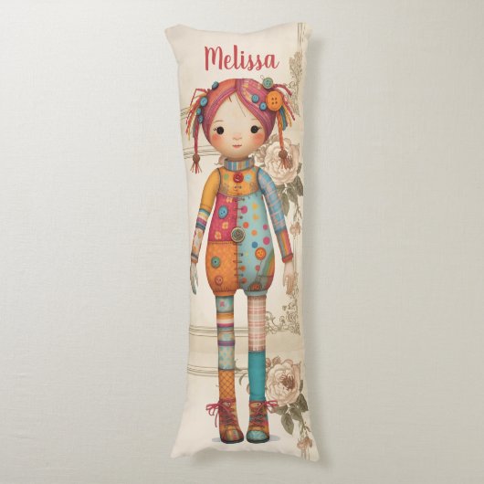 Coussins Longs Fille de tissu patchwork (devant Vertical)