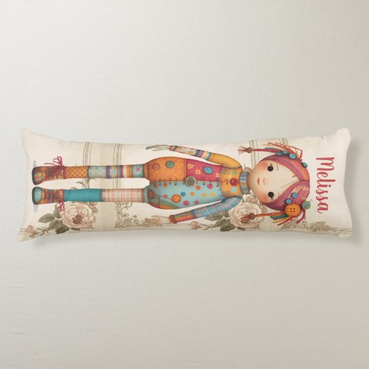 Coussins Longs Fille de tissu patchwork (Devant)