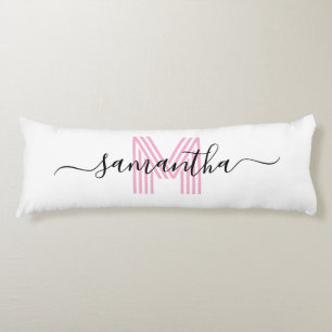 Coussins Longs Fille Signature Nom Lumière Rose Retro Monogramme
