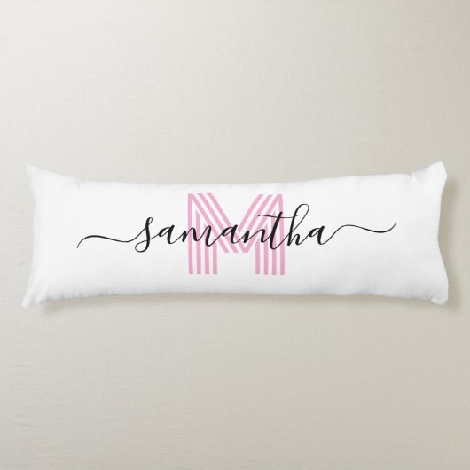 Coussins Longs Fille Signature Nom Lumière Rose Retro Monogramme (Devant)