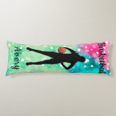 Coussins Longs Filles Basketball Aquarelle avec Coeurs flottants (Devant)