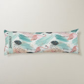 Coussins Longs Flamant rose d'aquarelle Motif tropical (Dos)