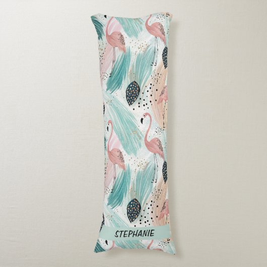 Coussins Longs Flamant rose d'aquarelle Motif tropical (Devant (Vertical))