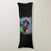 Coussins Longs Flamant rose de néon tropical (Devant (Vertical))