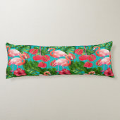 Coussins Longs Flamant rose et aquarelle du jardin tropical (Dos)