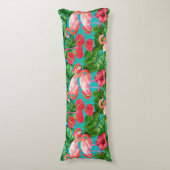 Coussins Longs Flamant rose et aquarelle du jardin tropical (Devant (Vertical))