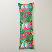 Coussins Longs Flamant rose et aquarelle du jardin tropical (Dos (Vertical))