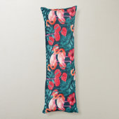 Coussins Longs Flamant rose et aquarelle du jardin tropical (Dos (Vertical))
