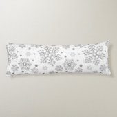 Coussins Longs Flammes de neige en argent sur blanc (Dos)